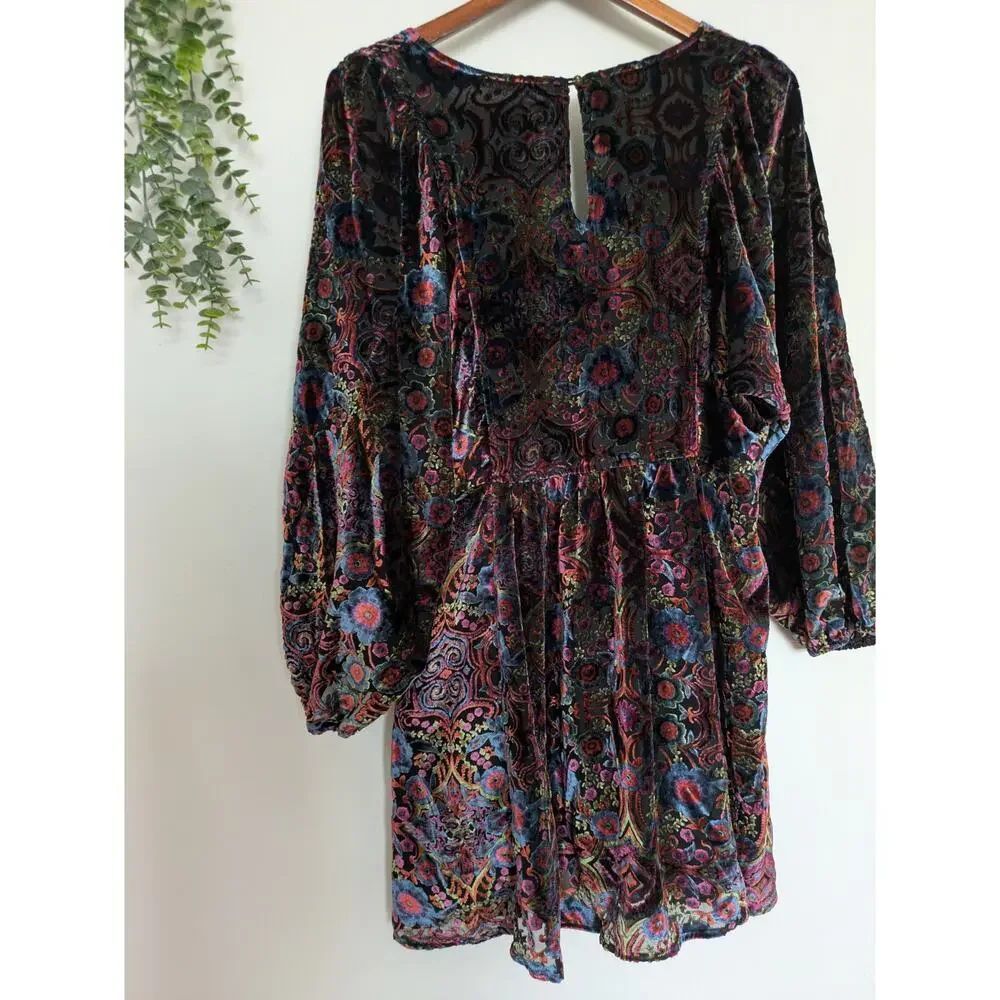 NWT Anthropologie Mona Burnout Velvet Mini Dress Boho Whimsigoth Floral - Picture 6 of 8
